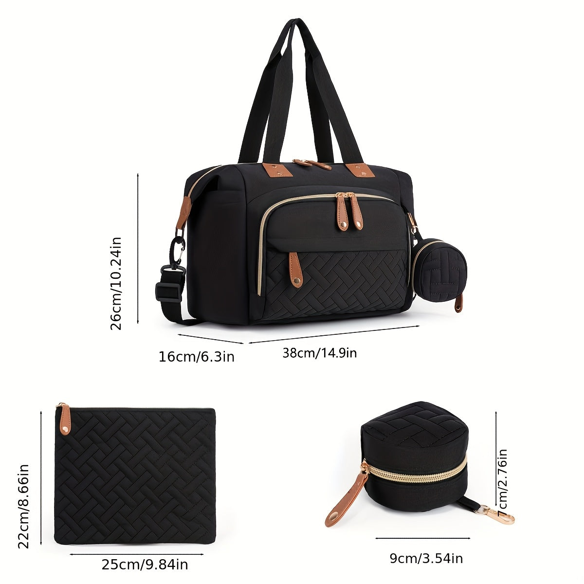 3pcs Sac à Dos et Tote pour Maman - Grand Sac de Transport à Grande Capacité avec Organisation Mains Libres, / pour nouveaux parents, Voyage, Garde d'Enfants, Rangement de Tenues et Couches