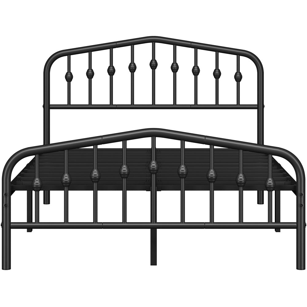 Costoffs Cadre de Lit Double en Métal Moderne - Avec Sommier à Lattes Métalliques - Espace de Rangement Sous-lit - Idéal pour Chambre, Dortoir ou Appoint - Style Industriel Intemporel