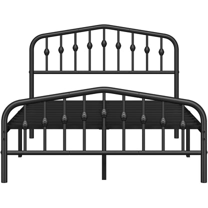 Costoffs Cadre de Lit Double en Métal Moderne - Avec Sommier à Lattes Métalliques - Espace de Rangement Sous-lit - Idéal pour Chambre, Dortoir ou Appoint - Style Industriel Intemporel