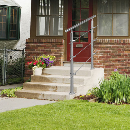 Balustrades en acier inoxydable pour escaliers, balcon, terrasse, jardin, balustrade, balustres horizontaux, rampe d'escalier, support de rampe avec 0-5 barres transver, fixation murale, rampe d'escalier avec 2 poteaux, kit de construction universel de ra