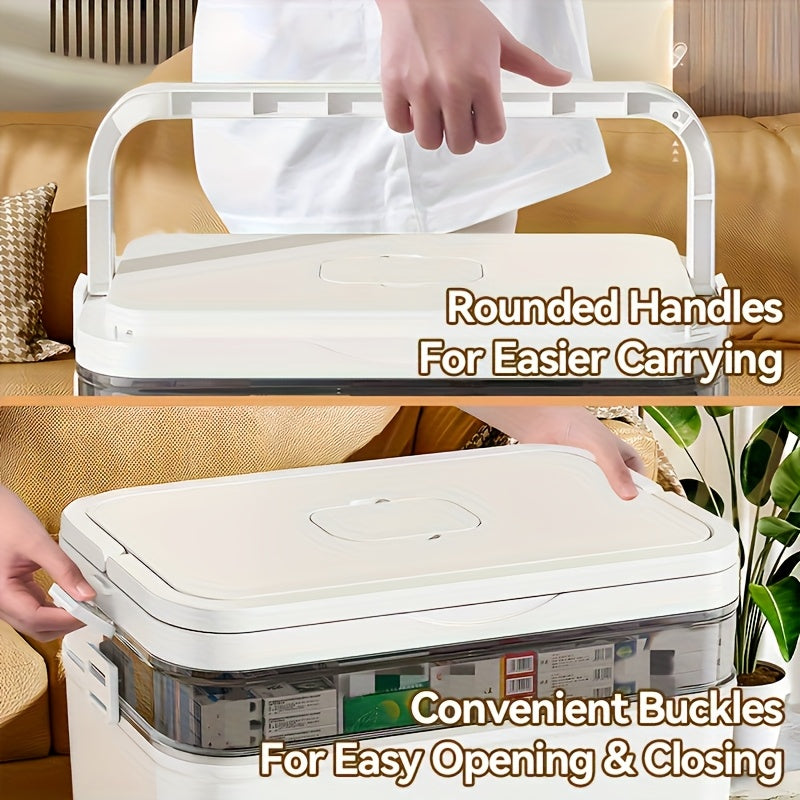 Boîte à médicaments à couvercle à charnière, Organisateur de salle de bain - Armoire à pharmacie, Fermeture à pression sécurisée, Plastique durable, Portable pour chambre/salle de bain/bureau, Cadeau parfait pour les fournitures de santé à domicile