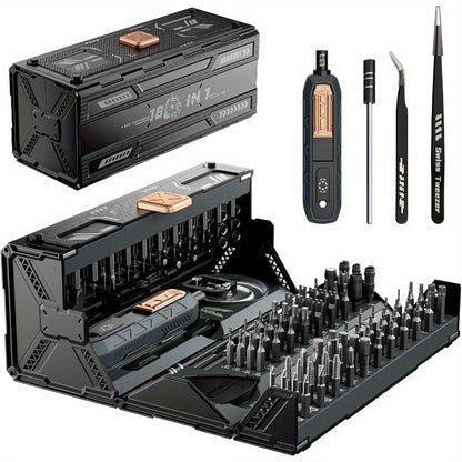 [Cadeau outil pour hommes] Ensemble de tournevis de précision manuel 180 en 1, conception de modélisation de conteneur, angulaire, élégant, kit de réparation magnétique professionnel, adapté aux ordinateurs portables, téléphones mobiles, caméras, tablette