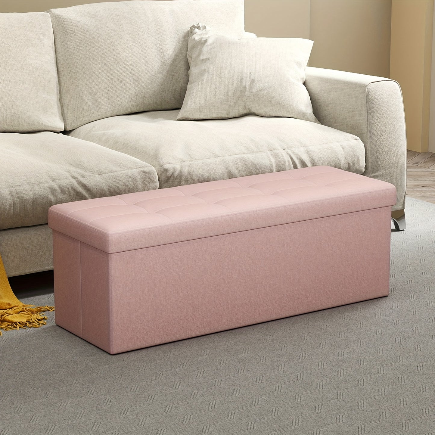 Banquette de Rangement Pliante, 38 x 110 x 38cm, Appui-pieds pour Lit, Coffre à Rangement, Supporte jusqu'à 300kg, pour Salon, Chambre, Entrée