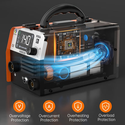 Poste à souder MIG HITBOX 3 en 1 multifonctionnel sans gaz/Lift Tig/Stick 110V/220V 200A Portable Contrôle Synergique Flux Cœur Alimentation de Fil Soudeur Inversseur IGBT avec Écran LCD