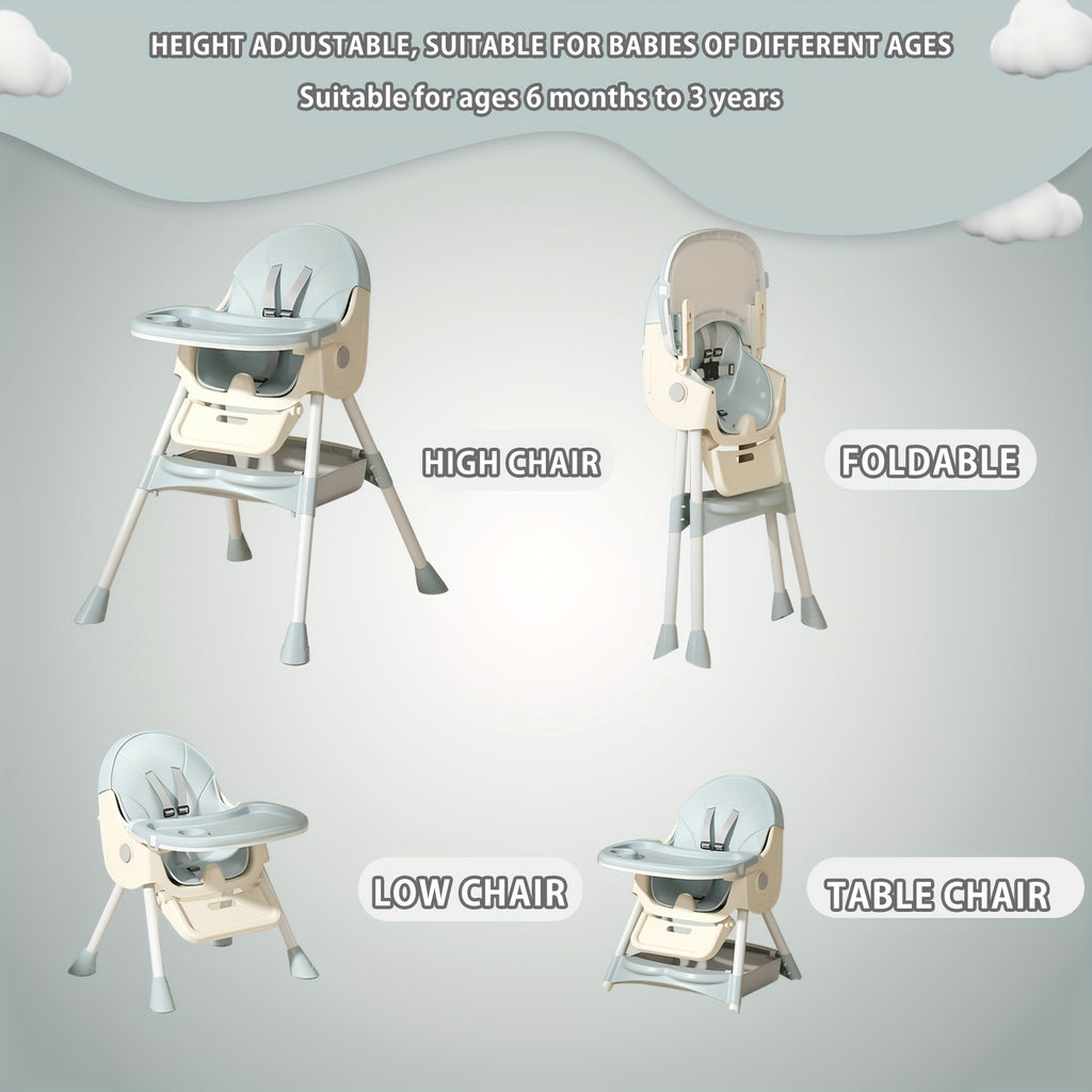 Chaise haute multifonctionnelle pour tout-petits, chaise haute, chaise pour bébé, chaise, ensemble de siège pour enfants, chaise haute combinée avec ceinture de sécurité et plateau amovible