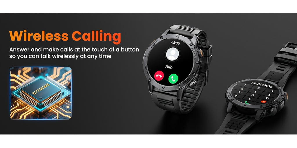 Montre Connectée Sport Homme 1000Mah Batterie Extra Large, avec Plus de 50h d'Autonomie en Veille, Écran 1.7 Pouces Appel Sans Fil Montre Connectée Sport/Étanche Ipx8/Plus de 100 Modes Sport/2 Combinations de Bracelets de Montre/Fonction Lampe Torche Sans