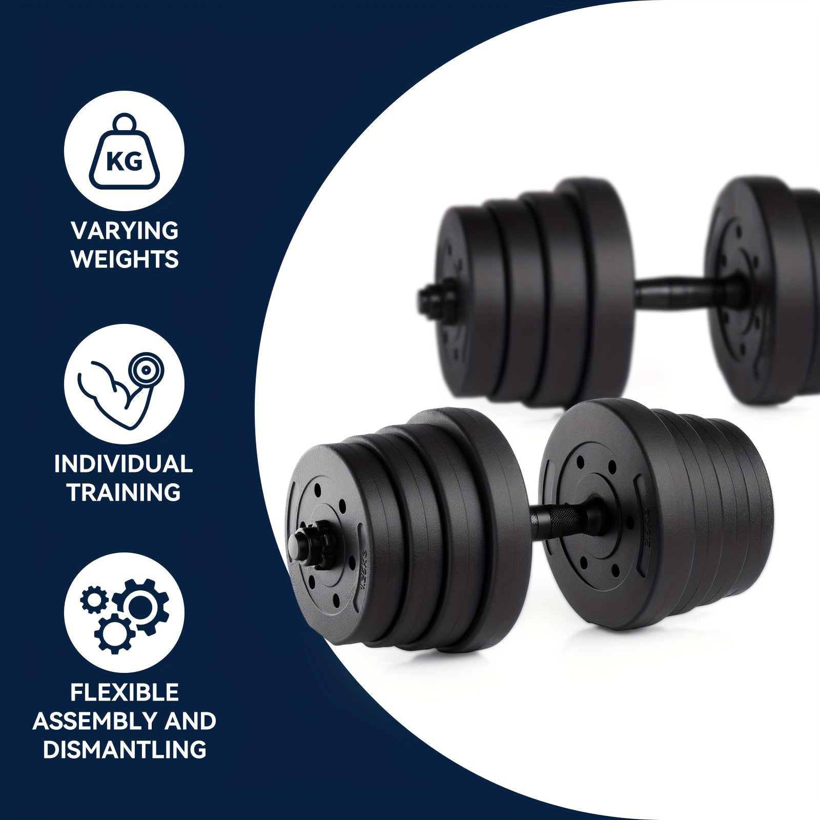 Ensemble d'haltères 2-en-1 réglables 30 kg | Ensemble haltères et barre | Équipement de gym à domicile pour la musculation, le renforcement musculaire, les exercices pour les bras et le fitness complet du corps | Conception peu encombrante pour les entraî