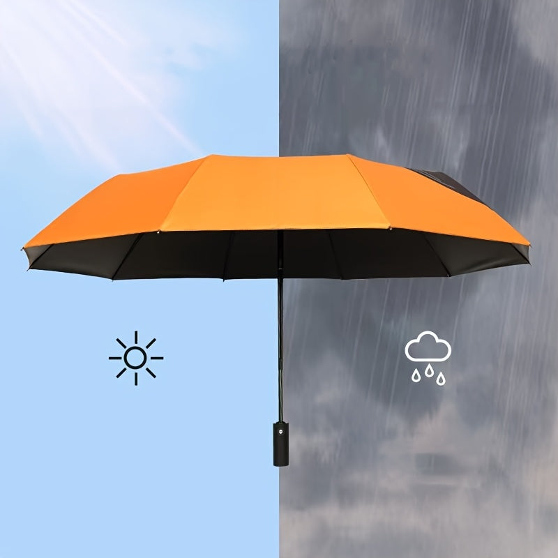 Parapluie Grand Format Robuste et Automatique MEI QI LIN avec Ouverture/Fermeture à un Bouton, Toile Coupe-Vent à 10 Baleines et Pliage Compact, Convient aux Hommes et aux Femmes, Voyage en Voiture, Parapluie d'Extérieur pour Adultes, Dernier Modèle