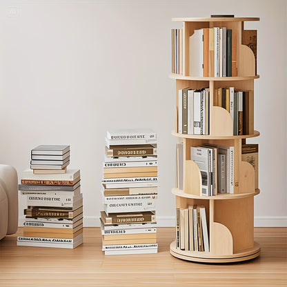 Étagère à livres rotative à 360°, 1 pièce, 3/4/5 niveaux, diamètre 46×H160cm, étagère de rangement peu encombrante pour salon, chambre, bureau, design moderne