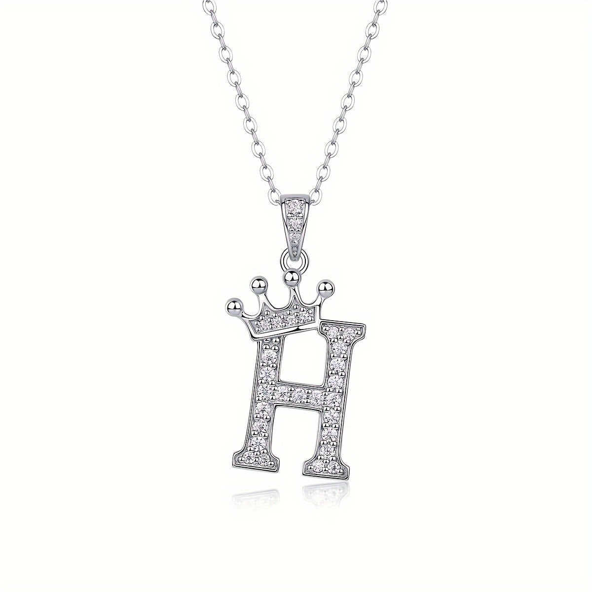 Collier lettre couronne en moissanite en argent S925 plaqué, avec 26 pendentifs lettres entièrement sertis, cadeau idéal pour la rentrée, la remise des diplômes, le quotidien, la Saint-Valentin ou les anniversaires