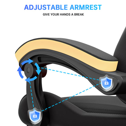 Gartistgo Chaise Gaming Ergonomique - Chaises Gaming avec Coussin Lombaire + Appui-Tête, Chaise de Bureau & Ordinateur Rehausseable pour Adultes, Filles, Garçons (Avec Repose-Pieds)