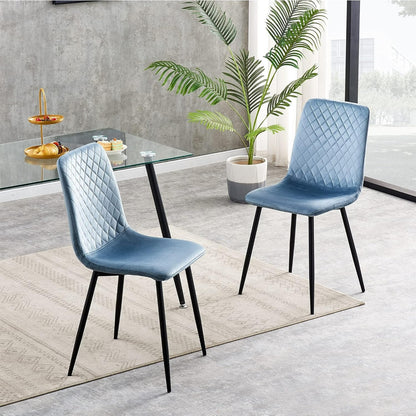 Ensemble de 4 chaises de salle à manger MCC Direct en velours, pieds en métal, chaises Lexi, chaises de conception