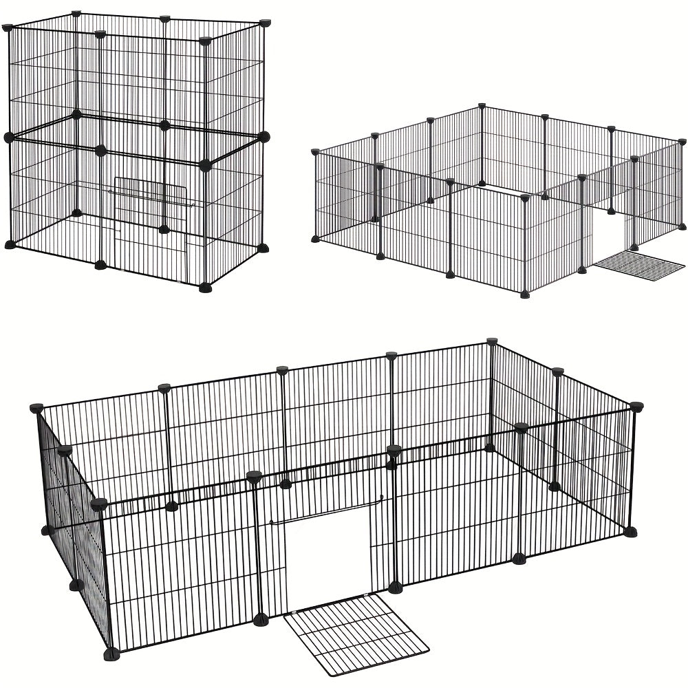 Barrière compacte pour petits animaux - Installation facile et facile à installer soi-même, enclos robuste et extensible avec entrée pour applications intérieures/extérieures - Idéal pour chiots, lapins, chatons et plus