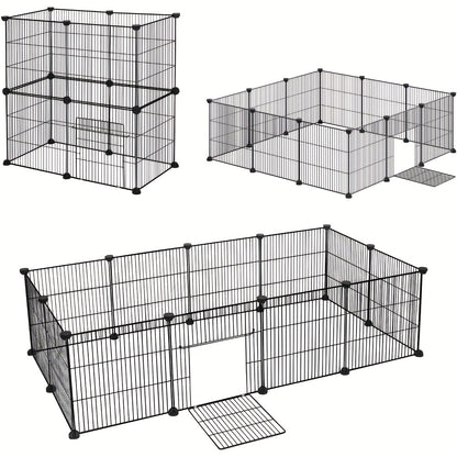 Barrière compacte pour petits animaux - Installation facile et facile à installer soi-même, enclos robuste et extensible avec entrée pour applications intérieures/extérieures - Idéal pour chiots, lapins, chatons et plus