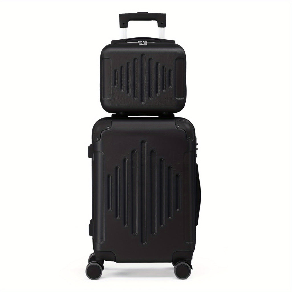Ensemble de Bagages 2 pièces (20"+12") Valises de Voyage à Coques Rigides Portables et Légères avec Roues Pivotantes, Couleur Or Rosé, Noir, Gris Foncé