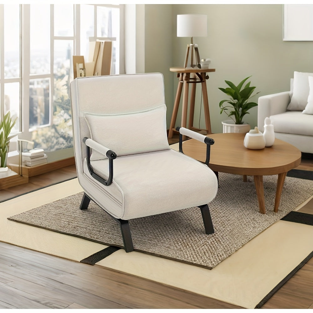 1pc Chaise de salle à manger élégante, canapé-lit 3 en 1, lit de visite, fauteuil pliant avec dossier réglable, coussin amovible, convient pour chambre à coucher, salon, bureau, capacité de charge de 150 kg