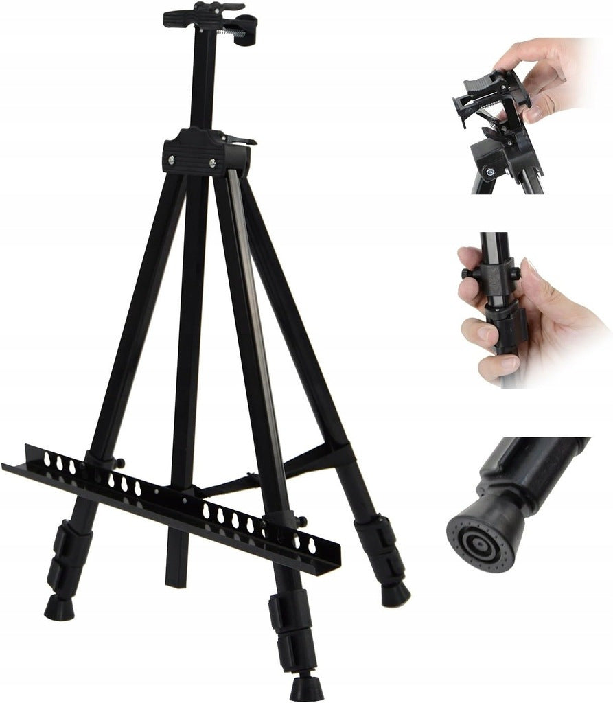 Chevalet d'art professionnel - Base trépied en métal durable avec une hauteur de 50 à 170 cm - Supports de toile multifonctionnels pour peindre sur bureau, au sol et en extérieur - Mallette portable pour studio, classe et décorations de mariage, conceptio