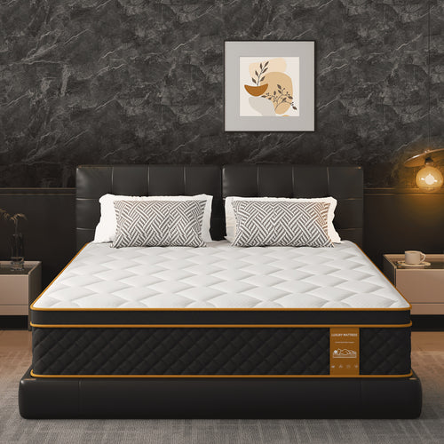 Matelas, matelas hybride à mousse à mémoire de forme de 10 pouces (en boîte), fermeté moyenne, ressorts à poche, soulagement de la pression, isolation des mouvements. Plusieurs tailles disponibles