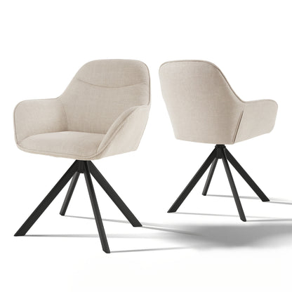Chaises de salle à manger élégantes et contemporaines, pivotantes à 360 degrés, rembourrées avec assises épaisses, conçues de manière ergonomique pour les familles, les cafés et les restaurants - Lot de 2/ Lot de 4/ Lot de 6