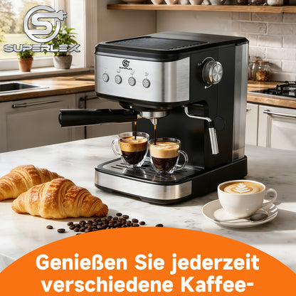 SUPERLEX Machine à expresso 15 bar Porte-filtre, mousseur à lait, réservoir 1,5L, protection contre la surchauffe