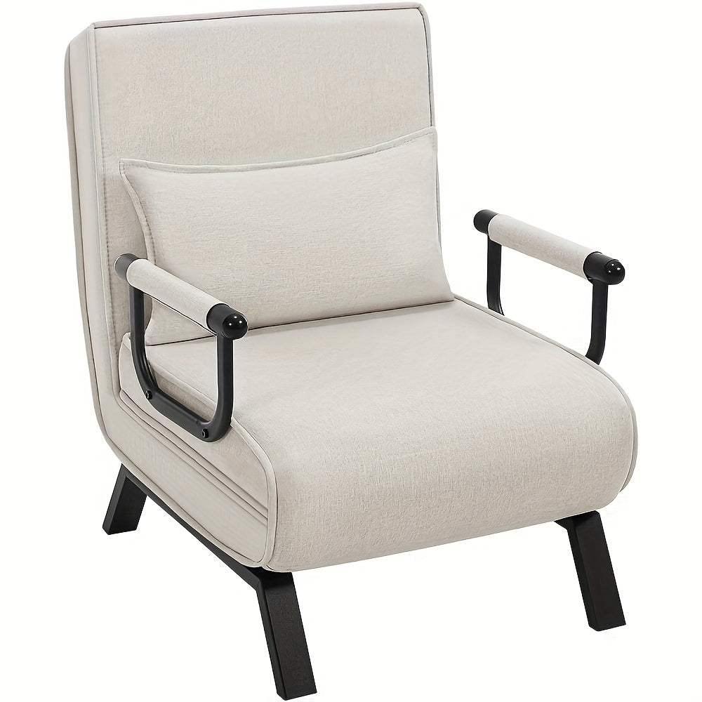 1pc Chaise de salle à manger élégante, canapé-lit 3 en 1, lit de visite, fauteuil pliant avec dossier réglable, coussin amovible, convient pour chambre à coucher, salon, bureau, capacité de charge de 150 kg