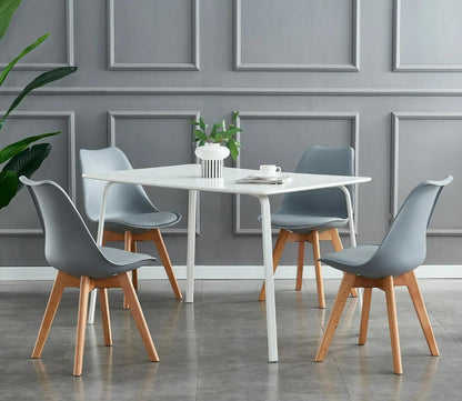 Ensemble de 4 chaises de salle à manger MCC Direct, chaises de cuisine, chaises de bureau, chaise coquille de designer, "Eva" disponible en 7 couleurs tendance