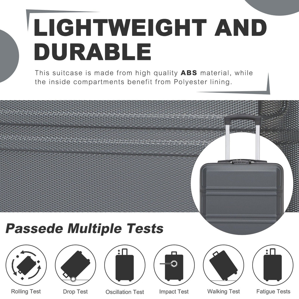 Valise Kono légère à coque rigide avec serrure à combinaison à 3 dials et 4 roues pivotantes robustes, Noire, Petite