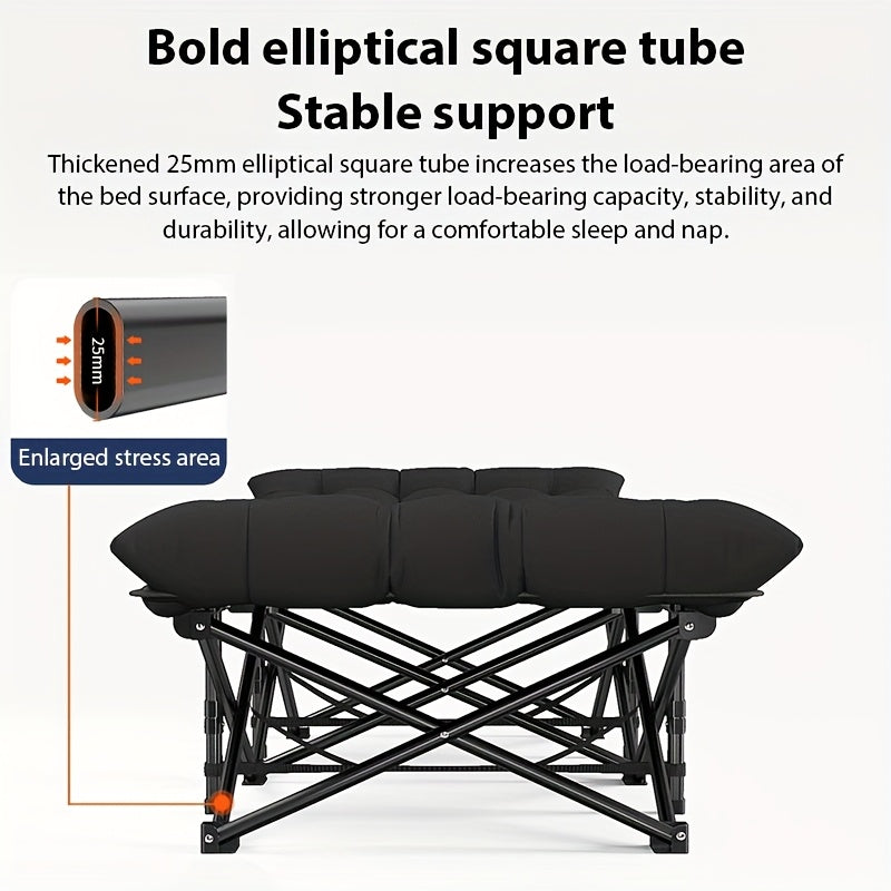 Lit Pliant de Bureau Portable - Cadre en Fer Robuste, Multi-Usage pour Maison, Bureau & Extérieur, Parfait pour les Siestes & la Détente - Compact, Moderne & Durable