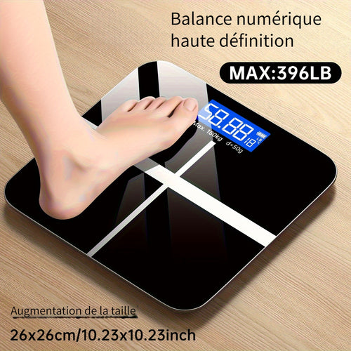 Pèse-personne électronique, pèse-personne de salle de bain numérique 179,62 KG, pèse-personne de haute précision avec écran LCD haute définition et affichage de la température (commutable entre KG et livre), plateforme ultra-large, pesée électronique de h