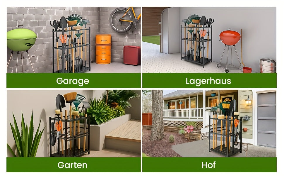 Organisateur de Jardinage, Contient Plus de 50 Outils, Ajustable et Compact pour Organiser Votre Garage/Échelle à Lierre, avec Crochets Pratiques pour Râteaux, Balais, etc., Tournevis en Métal Noir Durable
