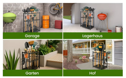 Organisateur de Jardinage, Contient Plus de 50 Outils, Ajustable et Compact pour Organiser Votre Garage/Échelle à Lierre, avec Crochets Pratiques pour Râteaux, Balais, etc., Tournevis en Métal Noir Durable