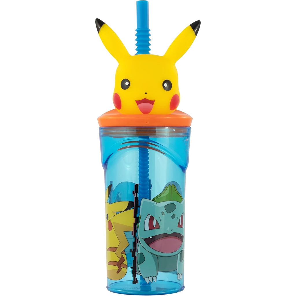 POKÉMON - Tasse de 360 ml avec Paille et Personnage 3D pour Enfants - Pikachu