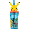 POKÉMON - Tasse de 360 ml avec Paille et Personnage 3D pour Enfants - Pikachu