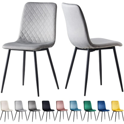 Ensemble de 4 chaises de salle à manger MCC Direct en velours, pieds en métal, chaises Lexi, chaises de conception