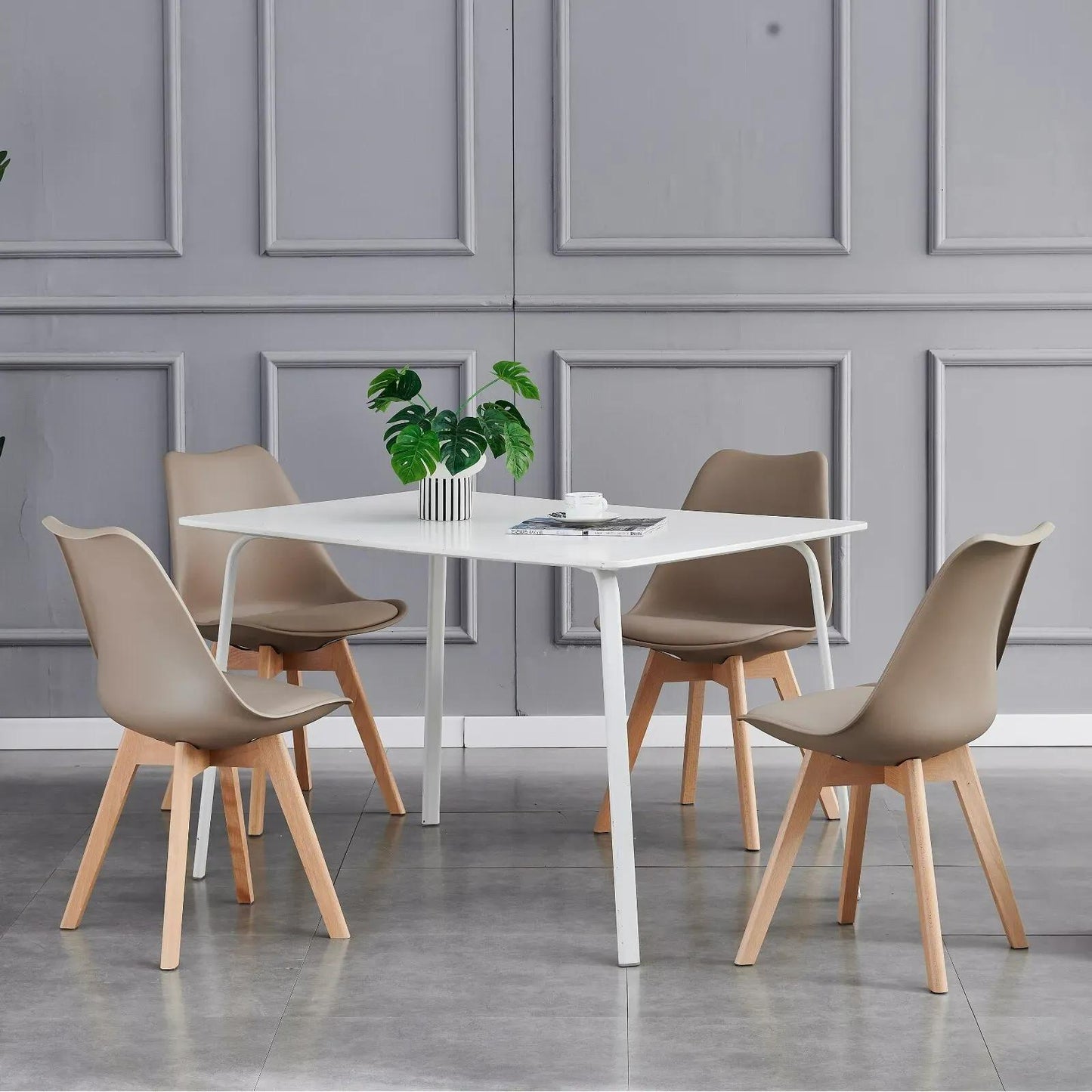 Ensemble de 4 chaises de salle à manger MCC Direct, chaises de cuisine, chaises de bureau, chaise coquille de designer, "Eva" disponible en 7 couleurs tendance