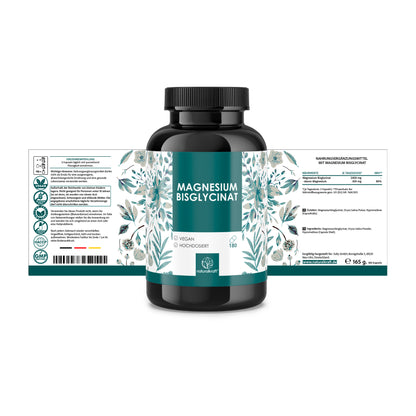 Capsules de Magnésium Bisglycinate - 2400 Mg de Magnésium Bisglycinate par Dose Quotidienne - 300 Mg de Magnésium Élémentaire - 180 Capsules - Vegan