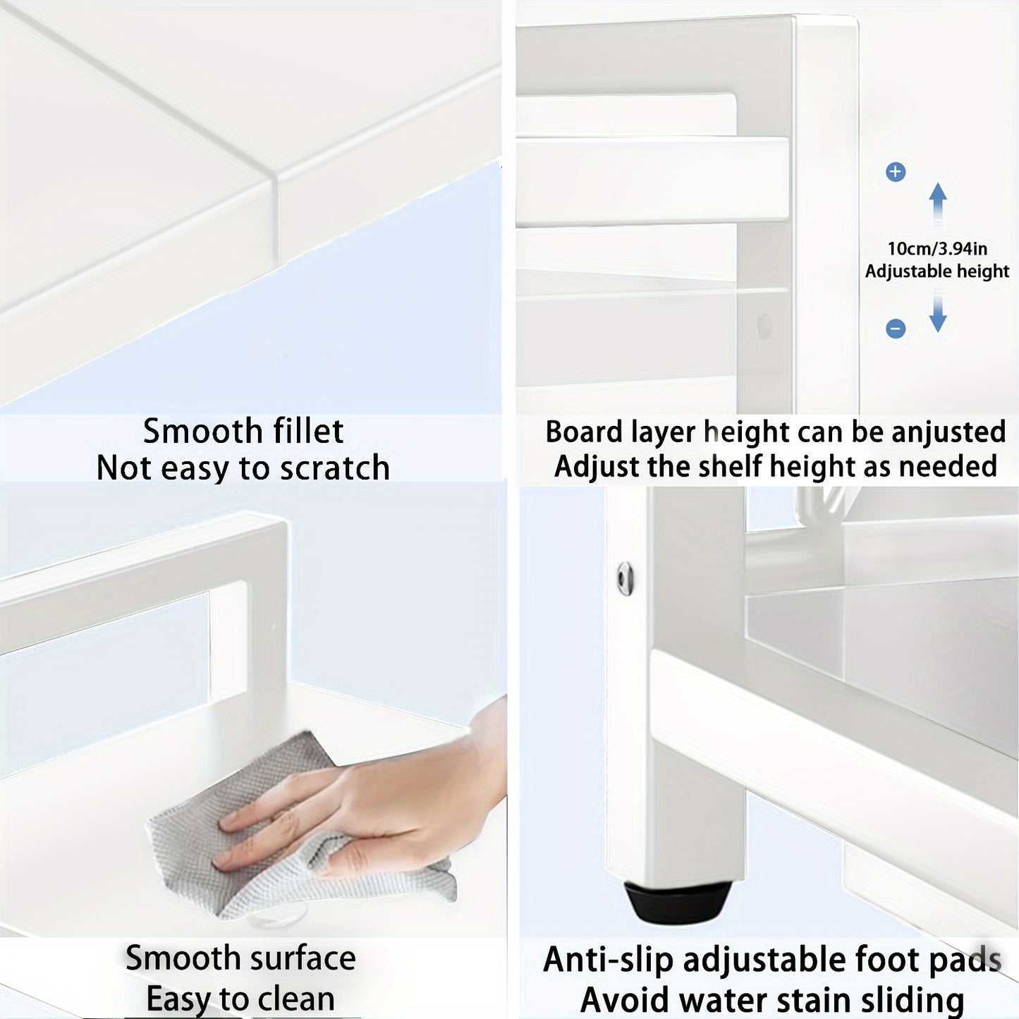Étagère Micro-ondes Devesanter, Étagère de Cuisson Extensible 3 Niveaux avec 6 Crochets, 3 Porte-Serviettes et 1 Porte-Planche à Découper. Idéale pour Étagères de Cuisine, Étagères à Épices et Rangement de Micro-ondes. Noir. S'étend de 40 cm à 64 cm