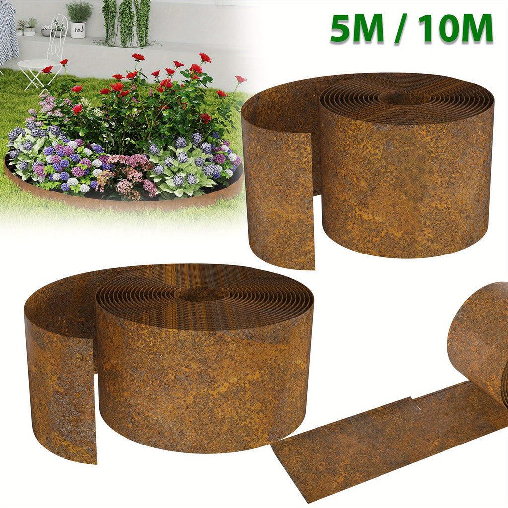 Ruban de bordure de pelouse 5/10 m en acier, hauteur 14 cm, séparation gazon et pierre, limite de tonte, bordure de parterre