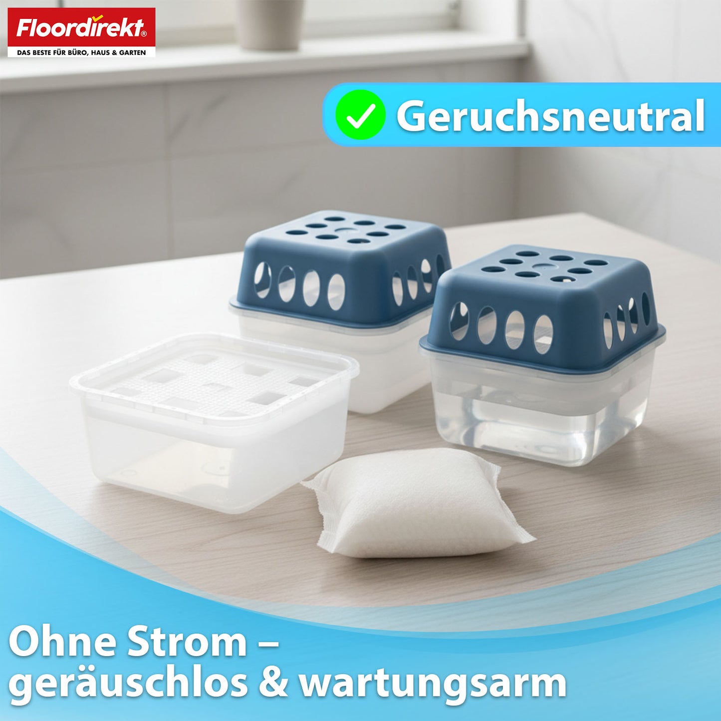 FLOORDIREKT Pack de Recharge d'Air Déshumidificateur Habo en Lot de 12 - Sacs de Recharge de 400g pour Déshumidificateurs de Pièce - Pour Sous-sol, Salle de Bain & Espaces de Vie - Pack de Remplacement Généreux - Contrôle Efficace de l'Humidité - Utilisat