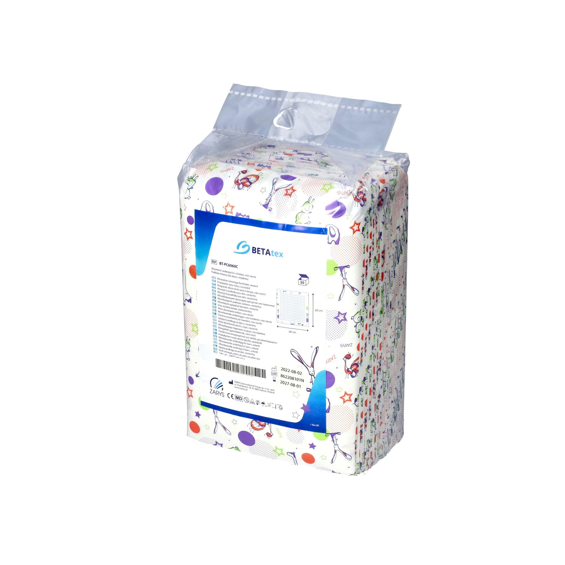 ZARYS BT-PC6090C Alèse absorbante pour enfants, non stérile, 60 cm x 90 cm - 15 pièces