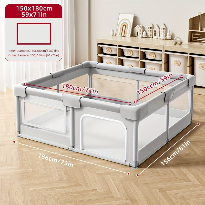 1pc Parc pour Enfants avec Mousse, Barrière de Sécurité Fixe et Respirante en Plastique Résistant, Centre d'Activités Sûr Intérieur/Extérieur, Aire de Jeu Durable à Base Antidérapante