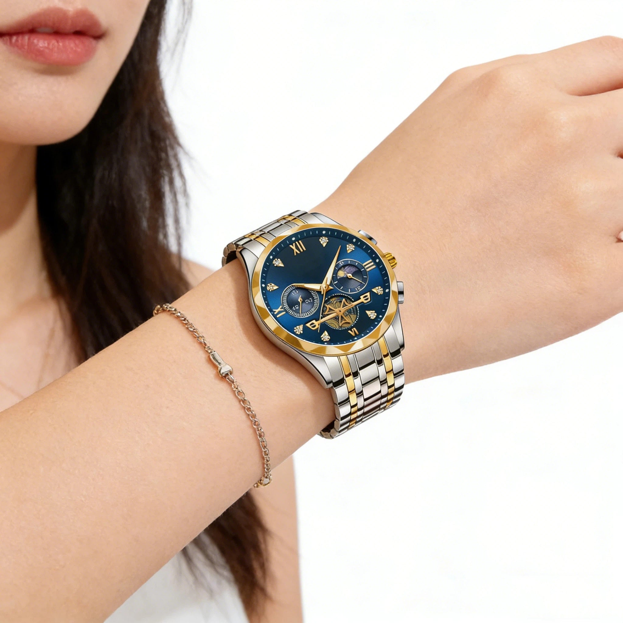 Montre d'affaires pour homme, bracelet en acier inoxydable massif, montre stable pour homme d'âge mûr