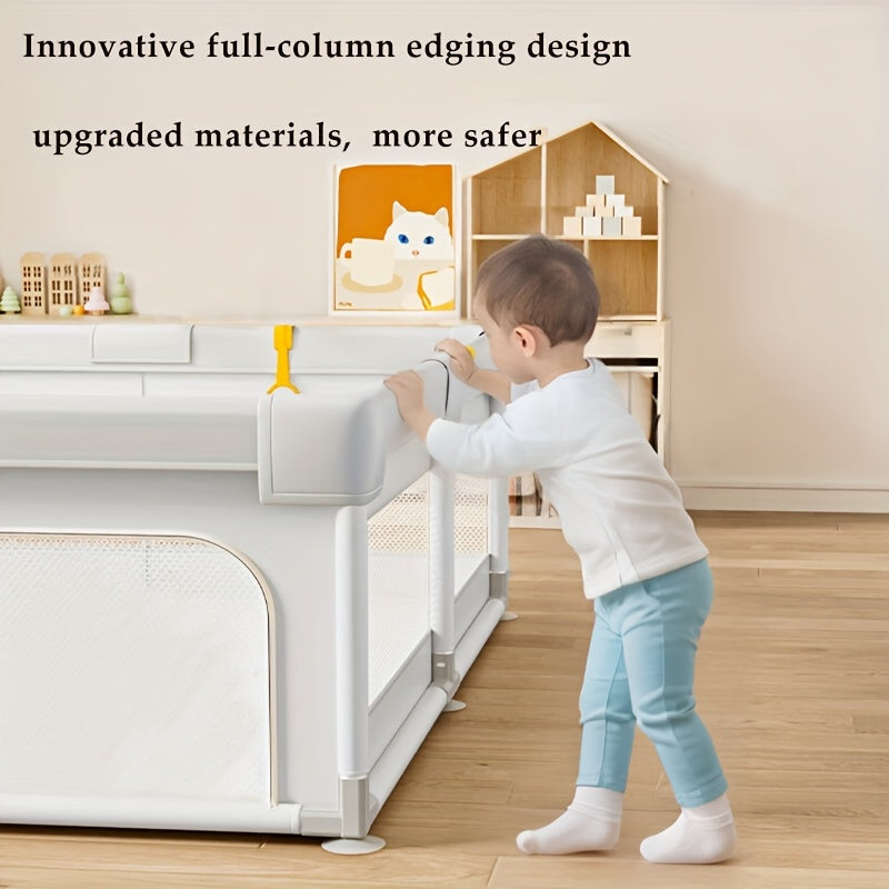 1pc Parc pour Enfants avec Mousse, Barrière de Sécurité Fixe et Respirante en Plastique Résistant, Centre d'Activités Sûr Intérieur/Extérieur, Aire de Jeu Durable à Base Antidérapante
