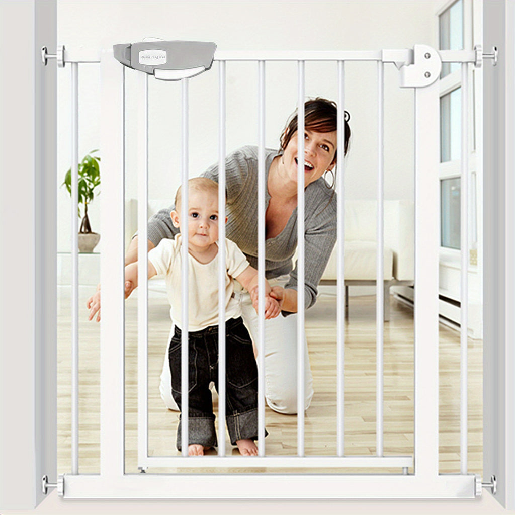 Barrière de sécurité de porte pour enfants, barrière d'escalier N Stop sans perçage avec grille métallique, blanche