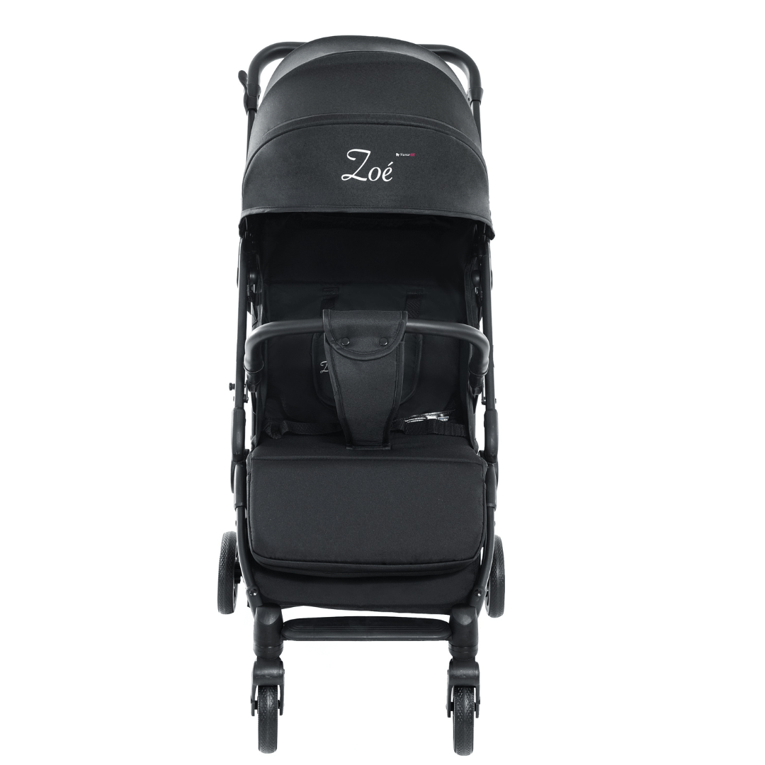 HonorBB ZOA Poussette Canne Bébé Légère et Compacte, 0-3 Ans, 0-15 kg, 3 Positions Inclinables, Pliage Automatique, Bandoulière, Moustiquaire et Protection Pluie Offerts – Essential Black