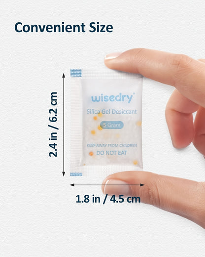 Lot de sachets déshydratants réutilisables Wisedry 5g 10g 50g, emballés individuellement, double couche scellée