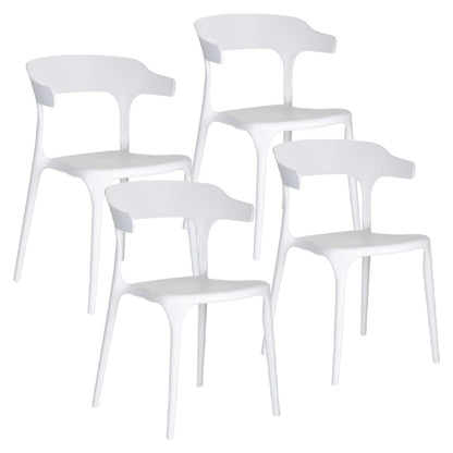 Baroni Home Lot de 4 chaises en plastique blanc – Empilables, prêtes à l'emploi sans assemblage requis, faciles à nettoyer, avec pieds antidérapants pour une stabilité accrue – Idéales pour cuisine, salon, salle à manger, jardin, terrasse ou balcon – Assi