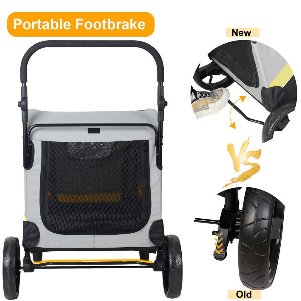 Poussette Pliable pour Petit Chien M/L/XL, Chariot Roulant pour Animaux de Compagnie, 4 Roues, pour Chien et Chat