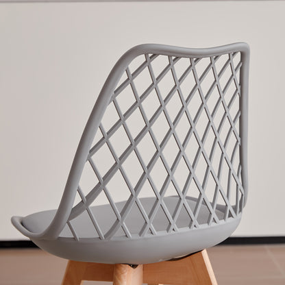 EGOONM Ensemble de 6 chaises de salle à manger, chaises de cuisine scandinaves - Design de dossier coquillage découpé, coussin en similicuir et pieds en bois de hêtre