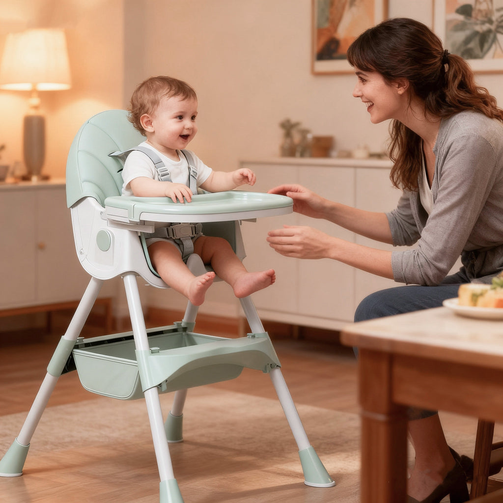 Chaise Haute Bébé Cochildor, Chaise Haute pour Enfant avec Plateau, Chaise de Repas pour Bébé à Hauteur Réglable, Siège Repose-pieds pour Enfant avec Fonction Pliable